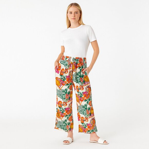 2/$30 Label of Love Hawaiian Floral Print Palazzo Pull on Trouser M #A0488 TRB3 - Picture 1 of 9